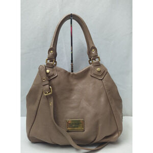 Marc by Marc Jacobs Classic Q Taupe Brown Pebbled Leather Shoulder Bag